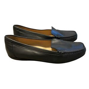 Geox Mocassins Shoes Women 9.5 EU 40 Black Leather Slip On Comfort Casual